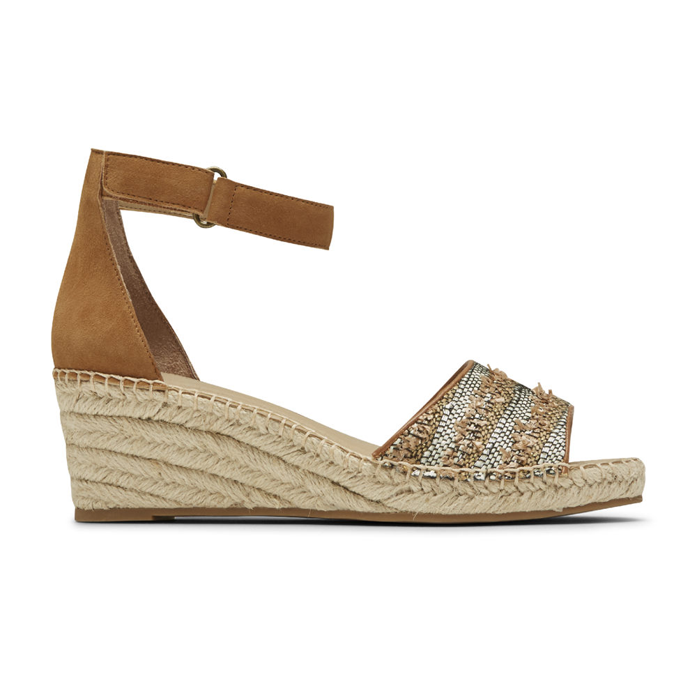 Rockport Womens Sandals Khaki - Marah Woven Ankle Strap - UK 326-AFVKLJ